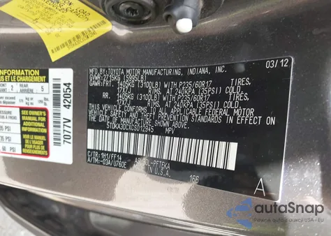2012 Toyota Sienna Base from USA, damaged, VIN 5TDKA3DCXCS012945